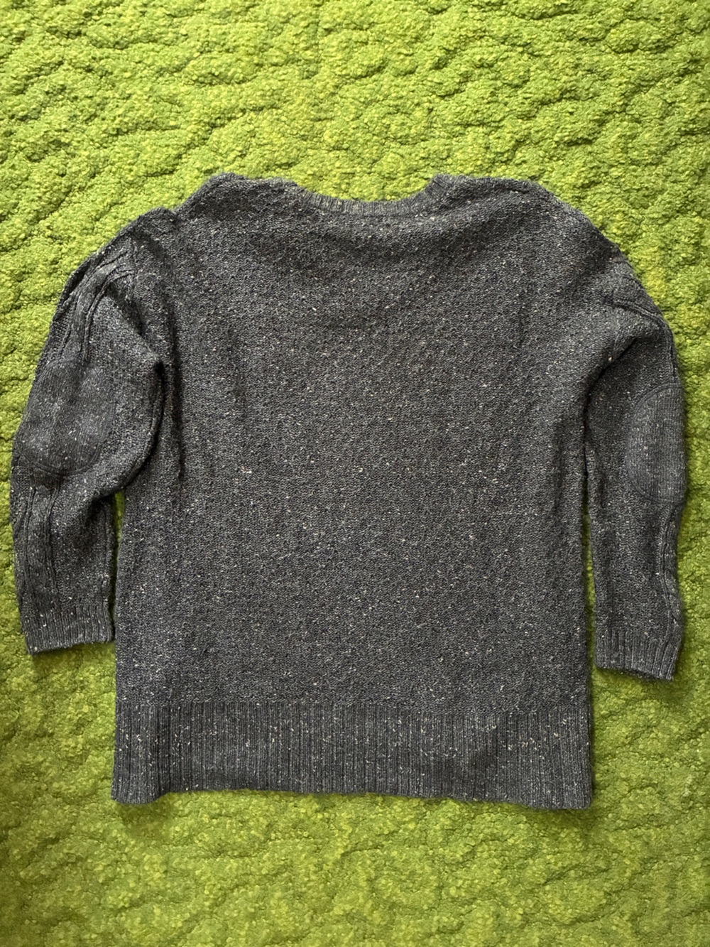 BDG Cable Knit Sweater with Elbow Patches in Charcoal Gray - Picture 5 of 9